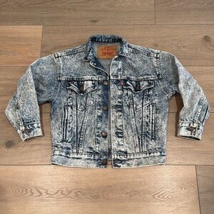 LEVI'S VINTAGE Blue Acid Wash 90's Trucker Denim 57508 Button Front Jacket Small